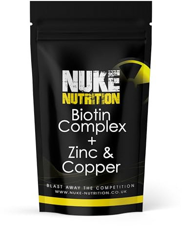 Nuke Nutrition Biotin Tablets x60 - Biotin, Zinc & Copper Complex for Hair Growth - Hair Skin and Nails Vitamins for Women & Men - Hair Vitamins for Growth and Hair Loss Supplements