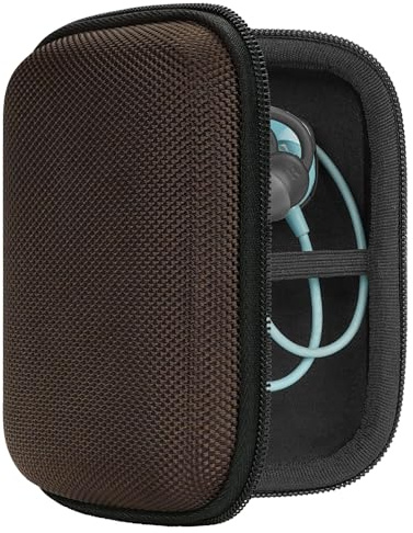 Geekria Shield Hard Shell Earbuds Case Compatible with Sony MDR-EX110AP, Bose SoundSport, JBL TUNE110, Endurance Run 2, In-Ear Headphones Travel Carrying Case with Cable Storage (Brown)