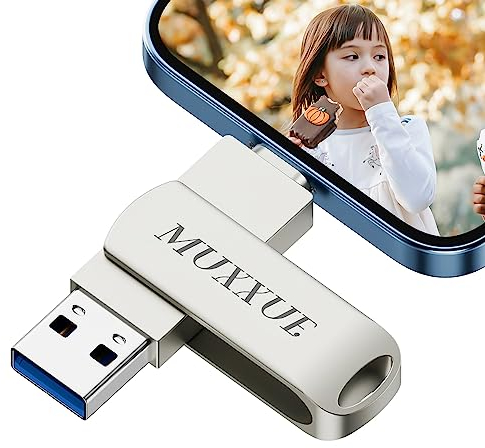 Ohne App herunterladen – 128GB USB Stick Phone, MUXXUE 3 in 1 Speicherstick Phone, USB Stick für Phone, Pad, Android, PC zum Kopieren von Fotos und Videos