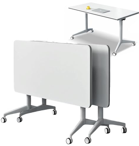 WXFKLDJ Konferenztisch Klappbare Besprechungstische Klappbare Konferenzraumtische Bürotisch Flip Top Mobile Mit Rädern Seminar-Sitzungssaaltisch Für Das Klassenzimmer Zu Hause,63x23.6x29.5in