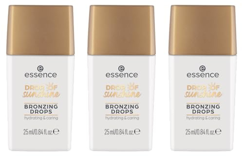essence DROP OF sunshine BRONZING DROPS, bronzer, brun, fuktgivande, vitaminer, näringsrik, naturlig, fri från mikroplastpartiklar, 3-pack (3 x 25 ml)