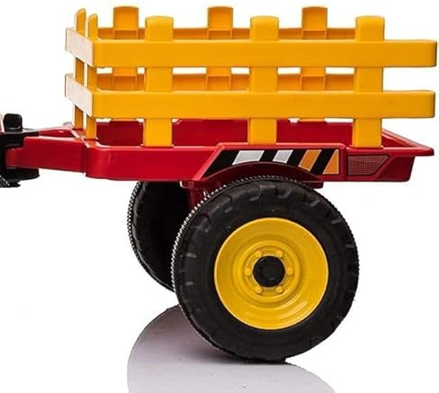 Mondial Toys Rimorchio per Trattore | Rimorchietto con 2 Ruote ASSE Singolo (Rosso)