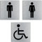 Stileitaliano Targhetta bagno Donne Uomini Disabili adesiva Targa Porta Toilette WC adesivo donna uomo targhette metallo targhe 3 pezzi (Alluminio spazzolato)