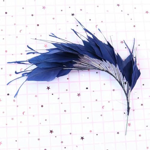 Plume naturelle Fleur Diy Coiffe Plume d'oie 25-30CM Bijoux Maison Fête Accessoire Artisanat Plumes-Bleu marine-25-30CM