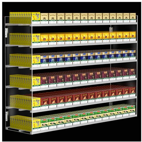 ZBJDX Zigarettenständer Aus Verstärktem Acryl, Kommerzieller Automatischer Verkaufsvitrine, Automatischer Zigarettenschieber, Zigaretten Organizer, Für Marktläden,6 Layers,14 Columns