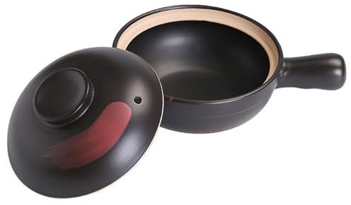 Olla de Barro para Guisar Negra de Arcilla para Cocina | Acabado Liso, Diseño Antiadherente y Asa Portátil, Adecuado para Reunión de Amigos y Comida en Grupo