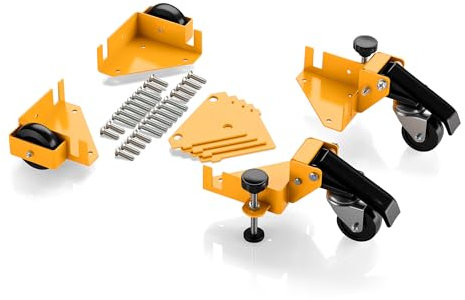 Wiltec Set di 4x ruote per carrelli, ruote per mobili pesanti, rotelle con portata fino a 180 kg, ruote pivottanti con freno, per carichi pesanti