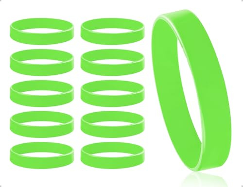 ZoeTekway 10 pièces bracelets,bracelet en silicone vide uni,bracelet de sport pour hommes femmes enfants,pour le fitness,la course à pied, la fête,les activités sportives d'équipe(vert,202*12*1,9 mm)