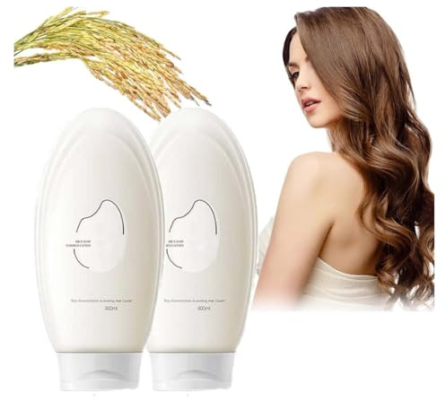 Crème capillaire à l'essence de fermentation de riz, masque capillaire à l'eau de riz fermentée, masque capillaire au riz pour cheveux crépus et abîmés, crème hydratante lissante, masque capillaire
