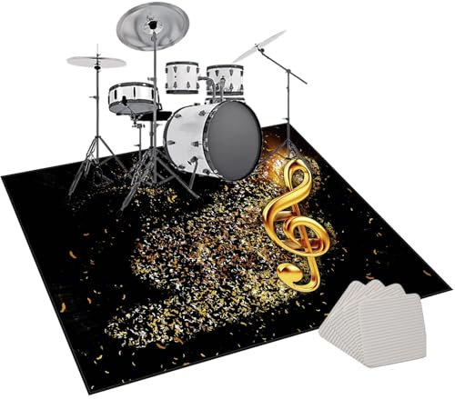 Drum Teppich 200 x 170 cm Schlagzeugteppich, Elektrisches Schlagzeug Teppich Teppiche, Professionelles rechteckiges Schallschutz Teppich Elektronisches Jazz Schlagzeug Kit für Bass Snare Drum Matte