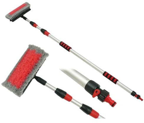 CARCOMMERCE Brosse de lavage de voiture, avec manche télescopique, extensible, pour voiture, bateau, panneaux photovoltaïques (120-200 cm)