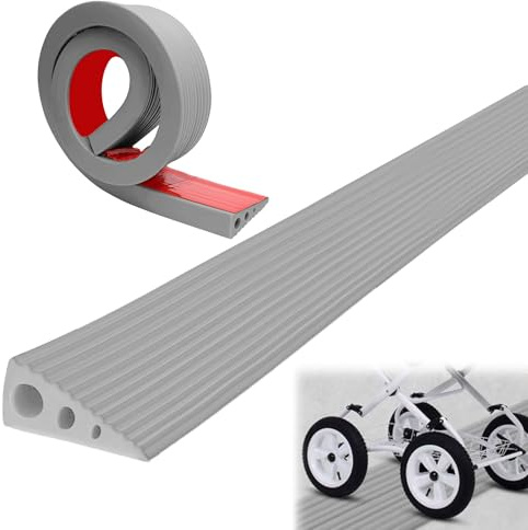 Türschwellenrampe,Grau Gummirampe,Schwellenrampe Rollstuhlrampe bis 800 kg Belastbar Auffahrrampe für Saugroboter, Rollator, Kinderwagen, E Scooter 100cm x6.5cm x2.5cm