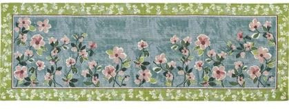 Sander Tischläufer Lovely Gobelin 32 x 96cm Baumwolle Rose blau grün Blumenranke Sommer