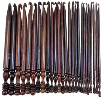 Häkelnadeln Set 15 Größen 3,5 bis 25 mm - Tunesische Afghanische Lange Häkelnadeln Holz für Garn, Handwerk, Stricken und Häkeln, Stricknadel