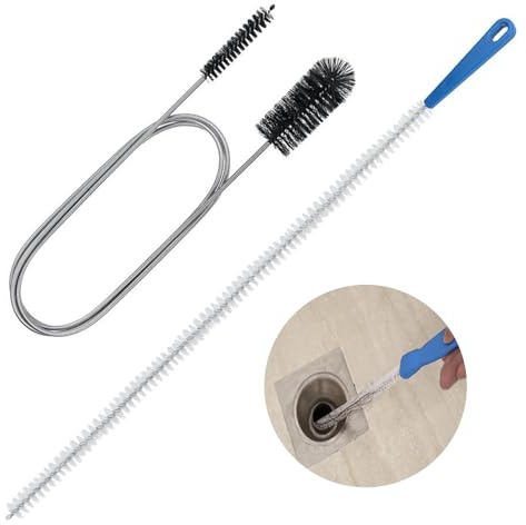 Heavy-Duty 2-Pack Snake & Plunger Set: Sink Unblocker, Drain Cleaning Brush, Hair Remover Tool for Bathroom, Shower, and Kitchen Plug Holes