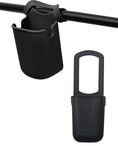 HUVZOR 1 x Kinderwagen-Getränkehalter, Fahrrad-Getränkehalter, Universal-Flaschenhalter, Silikon-Fahrrad-Getränkehalter, Wasserflaschenhülle, Laufband (schwarz)