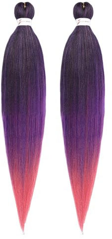 66 cm, capelli sintetici da intrecciare, ciocche di capelli viola, extension facili da intrecciare, ciocche di capelli, testurizzate, intrecciate per bambini, feste, vacanze, carnevale (2 pezzi)