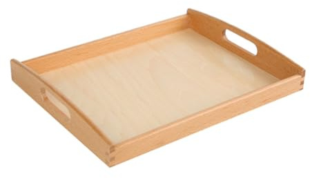 IMIKEYA Vassoio in legno per attività infantili, scatola di immagazzinaggio artigianale con manico vassoio Montessori per artigianato e media superficie liscia e sicura