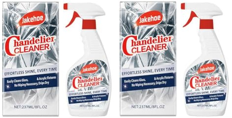 Chandelier Cleaner Drip Dry Spray No Wipe – Crystal Chandelier Dust Remover, Streak-Free Multi-Surface Glass Cleaner for Hard-to-Reach Areas (2 Pcs)
