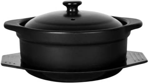 TOBBOMEY Casseruola in Ceramica da 109L con Coperchio e Base Pentola da Cucina per Stufati Riso e Bibimbap Utensile Resistente al Calore per Uso Domestico e Ristoranti