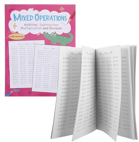 KICHOUSE Cahiers d'Exercices de Mathématiques 24 Pages X 2 – Opérations Mixtes Addition Soustraction Multiplication Division – Cahiers Scolaires pour Élèves Débutants – Exercices