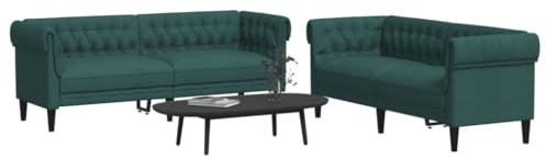 Runheo 2-TLG. Sofagarnitur Dunkelgrün Stoff, Atmungsaktiver Bezug, Massivholzrahmen, Bequeme Polsterung, Wohnzimmer Möbel Set, Langlebiges Design