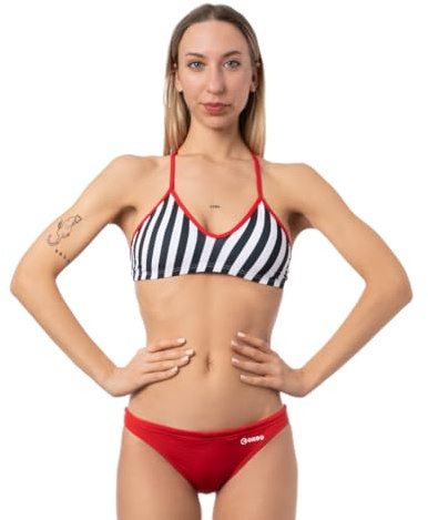 Okeo Costume Piscina Donna, Costume Nuoto Donna, Due Pezzi, Push up con Coppe Estraibili, Tessuto in Revolutional Shiro, Foderato, Fantasia tigrata
