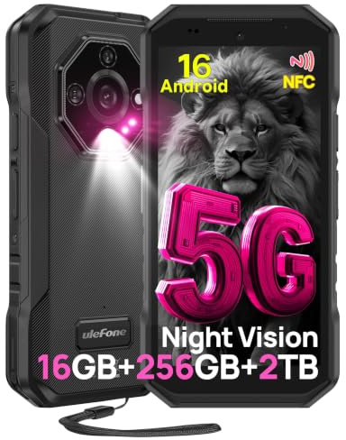 Ulefone Armor X32 Pro 5G Rugged Smartphone, 16GB+256GB/2TB, 64MP+25MP Night Vision, Android 16, 5.65 90Hz Corning Gorilla Glass, 3 Cards Slots Dual SIM Unlocked Waterproof Mobile Phones NFC Black