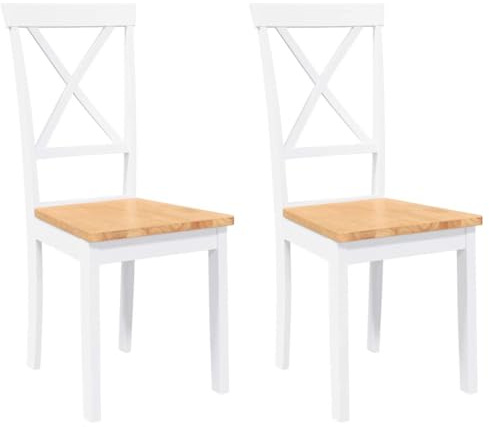 Yamxder Esszimmerstühle 2er Set aus Massiv Gummibaum Holz Weiß 42,5x53,5x94 cm Modernes ergonomisches Design Robust & Langlebig für Küche Wohnzimmer Essbereich