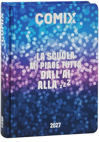 COMIX - Agenda 2027 Giornaliera 16 Mesi, Diario per Scuole Medie e Superiori, con Copertina Rigida, 576 Pagine con Grafiche e Fumetti, Ideale per Ragazzi e Ragazze, 13x17,8 cm