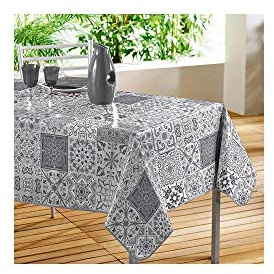 décor line persane Mantel Rectangular PVC, PVC, Gris, 140 x 240 cm