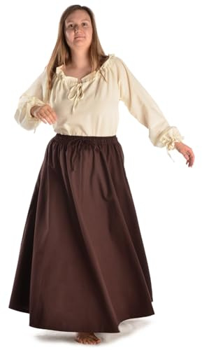 HEMAD Jupe médiévale Duzabel en pur coton rouge, noir, beige, marron, tailles S/M, L/XL, XXL/XXXL, marron, XXL-3XL