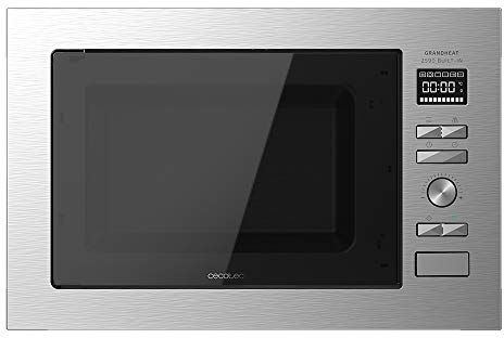 Cecotec Microondas encastrable Digital GrandHeat 2590 Built-In Steel Black. Potencia 900 W, Integrable, 25 litros, Grill 1000 W, 8 Funciones preconfiguradas, Temporizador