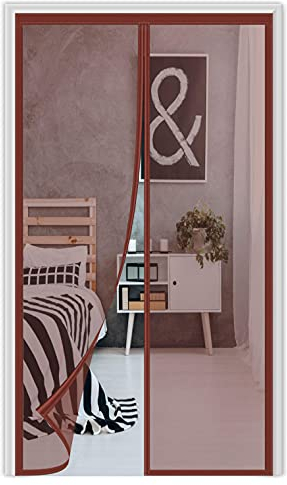 Magnet Fliegengitter Tür，140x245cm (55.11x96.45in) Balkontür Fliegengitter Tür ，Magnetisch Automatisches Schließen，für Balkontür Wohnzimmer Terrassentür ，Einfache Installation，Braun