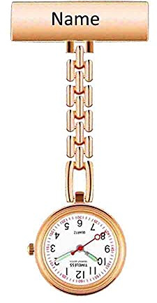 lorajewel Reloj de Enfermera Personalizado Relojes de Bolsillo con Grabado de su Nombre Reloj médico Colgante para médico Relojes con Clip para Hombres y Mujeres Regalo (R)