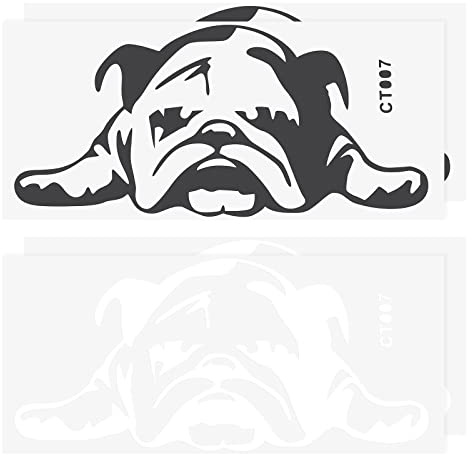 4 Stück Hund Auto Aufkleber Cartoon PVC Wasserdicht Auto Aufkleber Dekoration Schwarz Weiß 23,3 x 11 cm