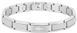 Lacoste Jewelry Stencil Men's Stainless Steel Link Bracelet, Color: Silver (Model: 2040188)