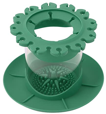 Fdit Nettoyant pour Pinceaux de Maquillage, Porte-Pinceaux pour Nettoyeur de Pinceaux Installation Amovible Ronde Porte-Stylo de Peinture Drainable Porte-Stylo pour Dortoir à la Maison (Vert)