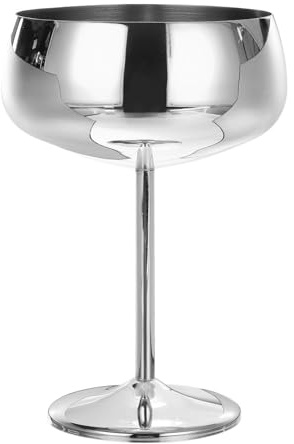 Uxcell Stainless Steel Martini Cocktail Glasses, 1Pcs 450ml/16 OZ Unbreakable Martini Glasses, Red Wine Glass Metal Shatter Proof for Wedding, Parties, Gift，Silver
