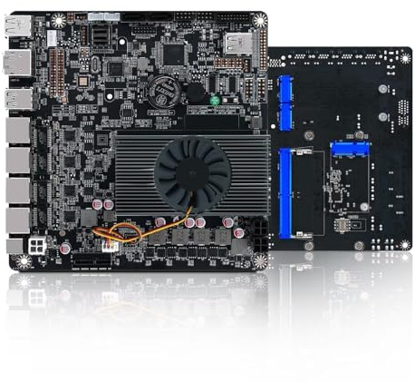 ROUAFWIT NAS Motherboard Celeron N100, 6 x SATA3.0, 2 x M.2 NVMe, 1 x DDR5, 115X Radiator ITX Board, 4 x I226v 2.5 Gigabit Ethernet, Micro Appliance NAS Board, Barebone