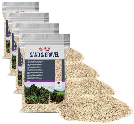 Amtra Quarzo bianco Avorio - Sabbia per acquari al quarzo bianco finissimo, per acqua dolce o salata, grani 0,8-1,2 mm, Quantità 5 KG (Confezione da 4)