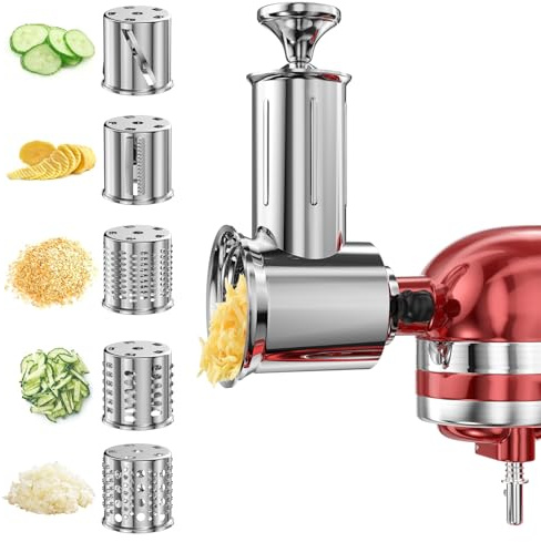 Slicer Shredder Aufsatz für KitchenAid Standmixer mit 5 Klingen, Käsereibe Aufsatz, Fresh Prep Slicer, Größere Gemüsesalat Maker Zubehör für Kitchenaid