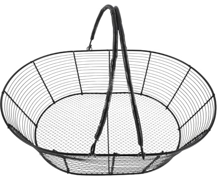 POPETPOP Cesta Metálica Negra con Asa Portátil para Cocina y Comedor Cesta de Alambre para Fruta Snacks y Verduras Organizador de Almacenamiento Multifuncional de Hierro Resistente