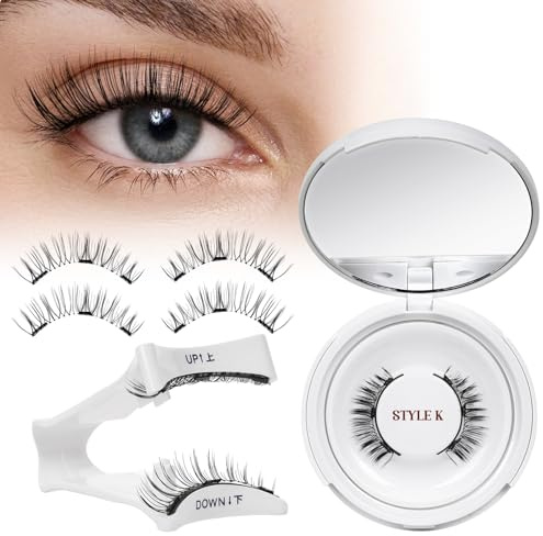 Faux Cils Magnetique, Cils Magnetique Naturel Réutilisables avec Applicateur, Aucune Colle Nécessaire QUEWEL Faux Cils Magnetique facile à porter et à enlever avec instructions (K-05)