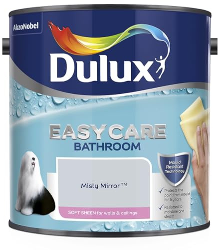 Misty Mirror Dulux Easycare Bathroom Soft Sheen Paint 2.5L – Moisture & Steam Resistant, Mould Protection, Washable Durable Finish for Bathroom Walls & Ceilings