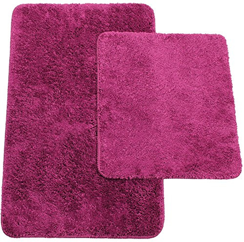Brandsseller Alfombrilla de Baño Juego de 2 Colchonetas de Baño Aprox. 50 x 80 cm Alfombrilla de WC Aprox. 45 x 50 cm Antideslizante Lavable - Morado