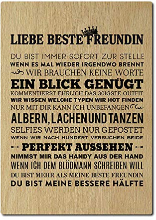 Interluxe Postkarte aus Holz Liebe beste Freundin Karte DIN A6 Geschenk Frau Gruß