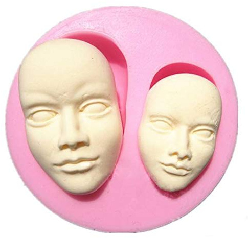 Molde de silicona con cara humana para chocolate, arcilla polimérica, herramienta para fondant
