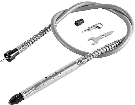 Baowox Flex Shaft adapter Attachment, 1/8' Flexible Drill Extension Cable Chuck and Compatible Rotary Grinder Tool with Wrench