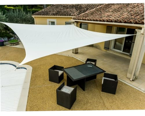 WERKA PRO Voile d'ombrage crème élégant 4 x 5m, idéal pour terrasse, Balcon ou Jardin, résistant aux UV, Installation Facile avec Anneaux en Acier chromé, Couleur crème.